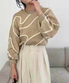 カプリシューレマージュ ラインパフニット M ベージュ