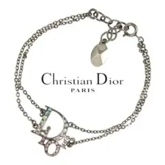 クリスチャンディオール Diorロゴ ブレスレット シルバー カラフルストーン