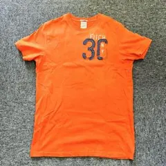 アバクロ ヴィンテージ加工 Tシャツ オレンジ M 古着 アップリケ バックのサムネイル