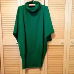 グリーン タートルネック ニット