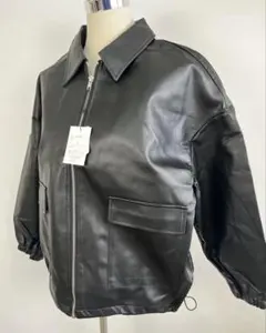 GRL⭐︎春の甘辛アクセント⭐︎フェイクレザージップアップジャケットF【中古】C38