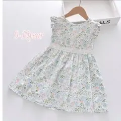 【9-10year】新品　小花柄　ワンピース　ピンク　ブルー　袖フリル　裏地あり