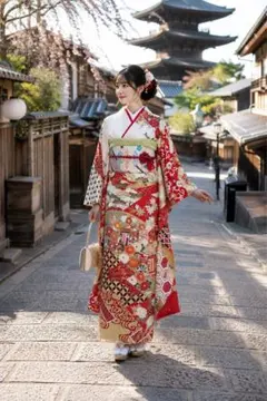 ☆専用☆振袖 栗山吉三郎 アイボリー 花鳥文 身丈161.5cm お洒落 正絹