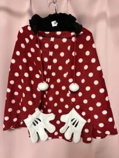 ミニーマウス フード付きポンチョ手袋付き