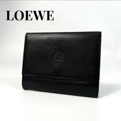 希少✨ロエベ 二つ折り財布　カードケース ヴィンテージ アナグラム レザー 黒