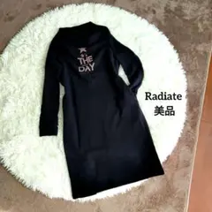 ラディエイト スウェットワンピース モックネック プリント Iライン 美品