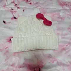 USJキティちゃんホワイトニット帽