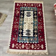 トルコキリム　多色幾何学模様ラグ 80x125cm