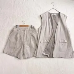 フリークスストア　ハーフパンツセットアップ　オープンフロントベスト　Ｍ　ベージュ