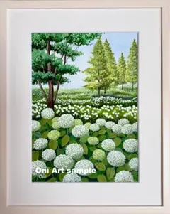 透明水彩画　原画　「アナベルの丘01」額縁付き　F4サイズ　風景画 透明水彩画 原画 「アナベルの丘01」額縁付き F4サイズ 風景画 - メルカリ