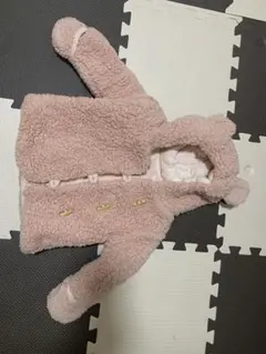 ピンク フリース クマ耳付きジャケット