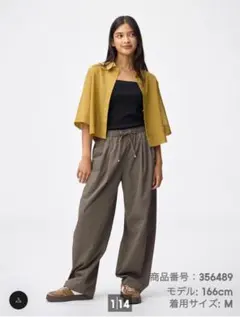 GU バレルレッグプルオンパンツM　オリーブ