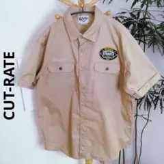 CUTRATE カットレイト ワークシャツ L ベージュ 特大プリント バイカーのサムネイル