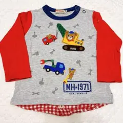 ミキハウス　重ね着風　ロンT 長袖Tシャツ　80