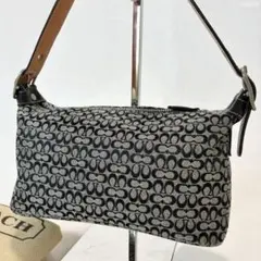 【極美品/保存袋付】コーチ ソーホー ミニシグネチャー ワンハンドバッグ 黒