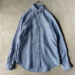 ラルフローレン ストライプ リネンシャツ L相当 クラシックフィット