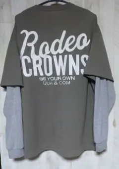 RODEOCROWNS★トレーナー Ｌ 重ね着風 バック刺繍ロゴ オーバーサイズ