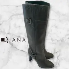 ダイアナ　オリーブグリーン ロングブーツ　バックル付き　23
