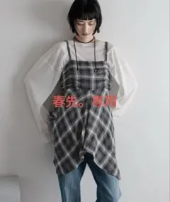 春先。様専用　LOWRYS FARM tシャツ オンブレチェックキャミチュニック