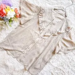 【ロペピクニック】ブラウス（ベージュ系）ドット柄　フリルブラウス　M