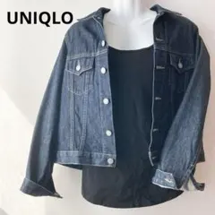 ユニクロ デニムジャケット ジージャン レディース M 濃紺 インディゴ 古着