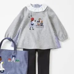 新品未開封　ファミリア　チュニック　トップス　長袖カットソー　日本製　100