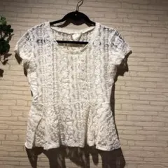 ペプラムレースカットソー