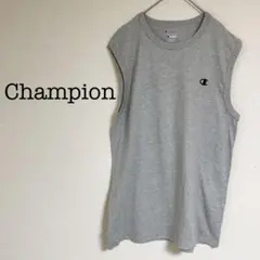 チャンピオン/Champion〈M〉ノースリーブ グレー 刺繍ロゴ トレーニング