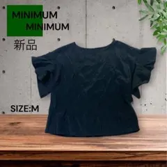 e2052☆MINIMUM 黒 フリル袖 半袖フリルブラウスM 新品のサムネイル