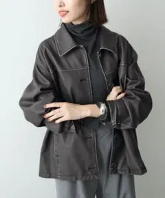 SLOBE IENA ヴィンテージライクフェイクレザーブルゾン