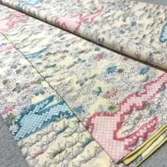 洗える着物 化繊 小紋 稽古 踊り用 広襟 袷 裄65 IS1014☆