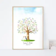 手書き風ウェディングツリー♡結婚式　披露宴　花嫁　ペーパーアイテム　キャラクター
