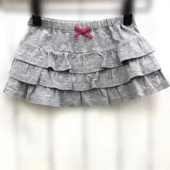 ミキハウス ベビー服 女の子 ミニスカート 90cm グレー【b1376】