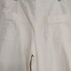ホワイト ワイドパンツ ウエストゴム カジュアルLサイズ