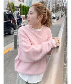 アングリッド ungridカラーモヘア混ルーズニット ピンクニット