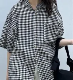 CIAOPANIC TYPY 半袖バンドカラーチェックシャツ