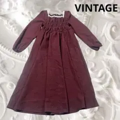 VINTAGE シャーリング ワンピース M ボルドー アンティーク 72