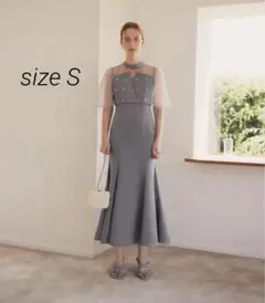 Leja 花柄ストーンスパンコールチュールオーバーラップマーメイド
