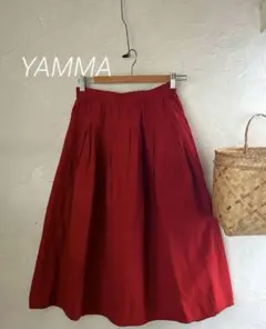 ꕤ美品ꕤ YAMMA産業 会津木綿 タックスカート ロングロング丈 白黒