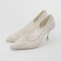 RANDA　グリッターチュールパンプス