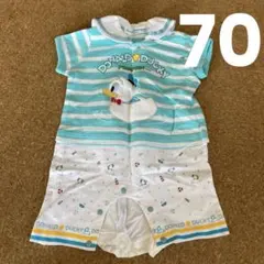 ロンパース 70 ディズニー　ドナルド　美品　ボーダー　半袖　夏　セーラー
