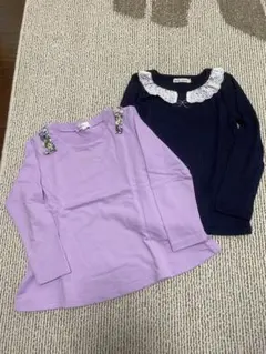 長袖カットソー2点セット（紫・ネイビー）