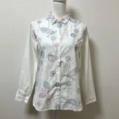 グラニフ　刺繍　ブラウス　白　ホワイト　花模様　小鳥　鳥　模様　花　可愛い　綿のサムネイル