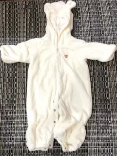 ミキハウスベビー_くま耳付マイクロファーカバーオール（50.60.70サイズ）