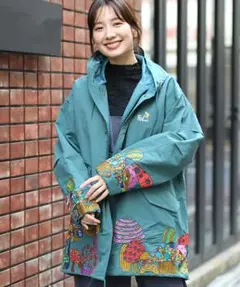 GO SLOW CARAVAN(M)コットンナイロンパネル刺繍モッズコートブルー