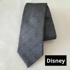 クリーニング済み★【Disney】ネクタイ グレー ミッキー ドット柄