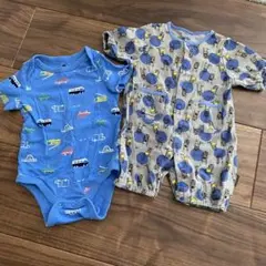 【babyGAP】車柄猫柄ロンパース6-12ヶ月 50-70cm ブルー