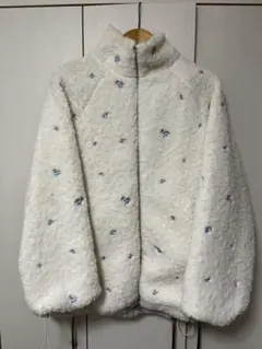 OLIVE des OLIVE 花刺繍 ボア ブルゾン オフホワイト