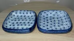 【有田焼】龍右工門（龍右衛門）作 染付総花柄 角小鉢 2枚セット