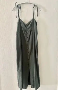 ZARA カーキ　オリーブグリーン キャミワンピース　M